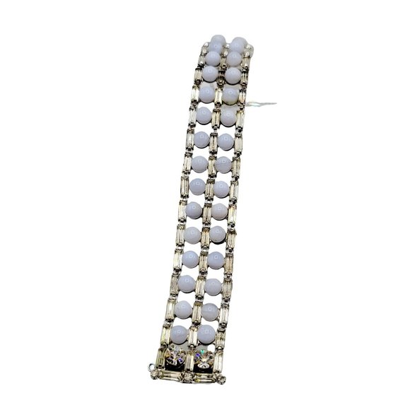 Vintage Designer Light Blue Glass & Rhinestone Amazing Bracelet (A266) - Picture 1 of 6